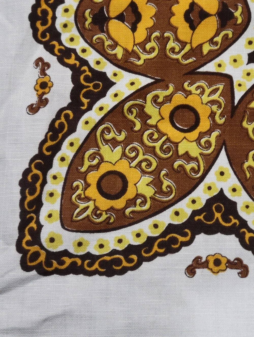 Vtg 1970s Cotton Linen Tablecloth Retro Geometric MCM 58 X 74 Square